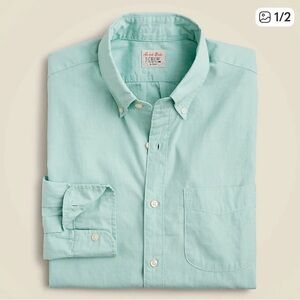 J. Crew Mint Green Button Down Men’s Shirt 100% Cotton Poplin Size Small